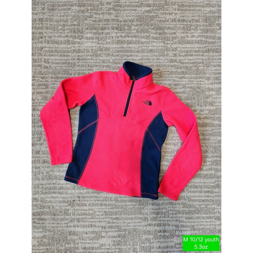 The North Face Glacer 1/4 zip fleece pullover jacket Pink Blue  M The10/12 Youth